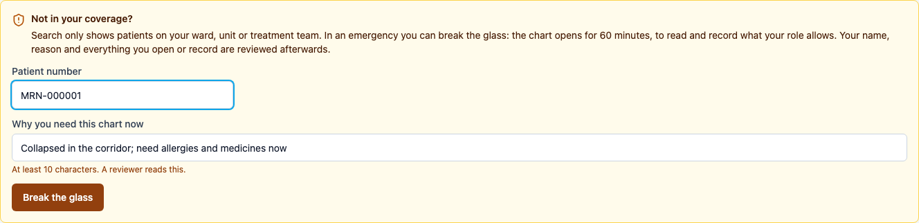 Breaking the glass by patient number