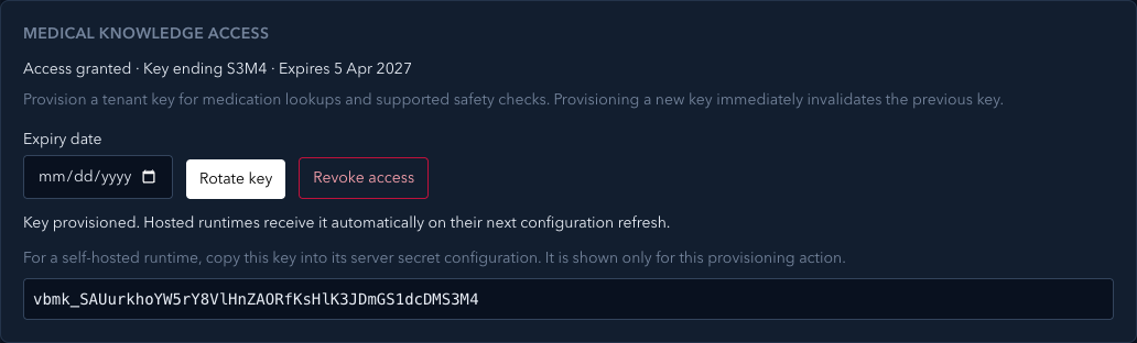 The key is shown once
