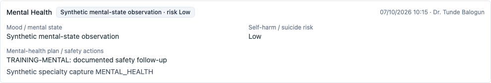 A mental-health observation with its plan