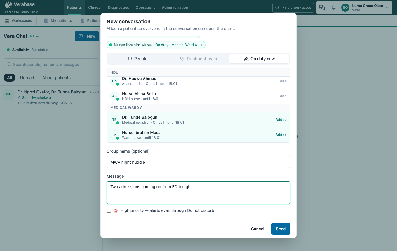 Choosing the on-call registrar and ward nurse