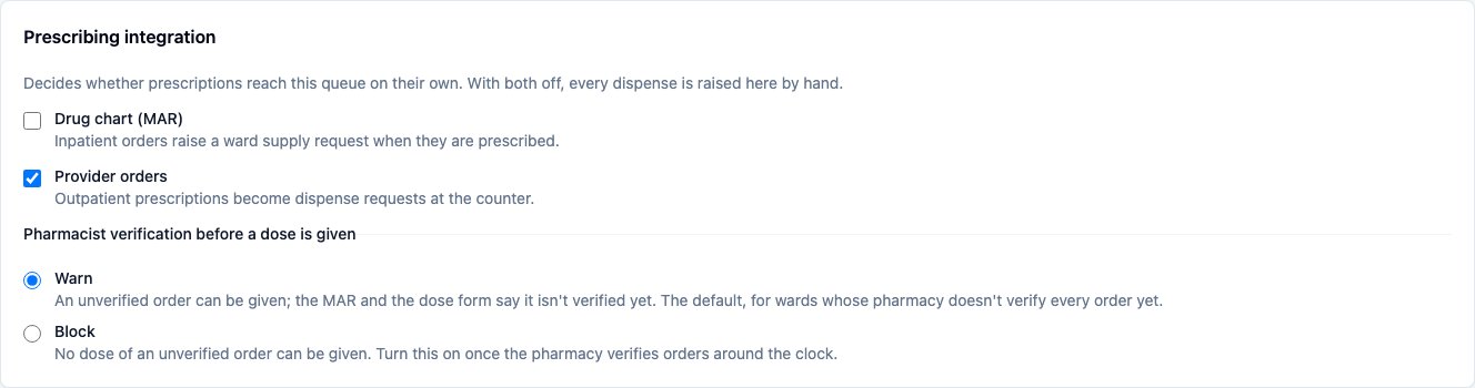 Prescribing integration with Provider orders turned on