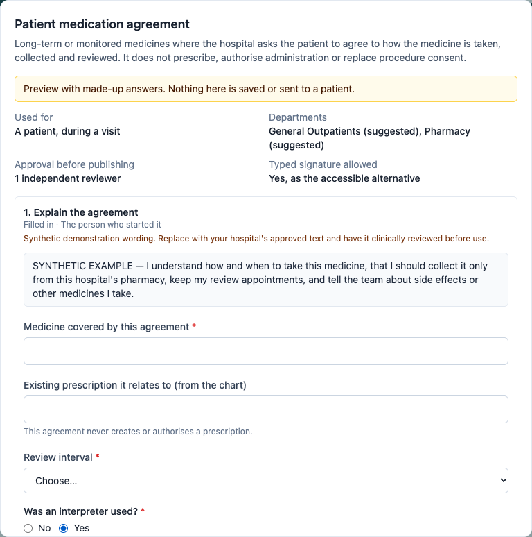 Previewing the medication agreement