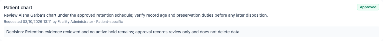 Approved disposal review with its decision note