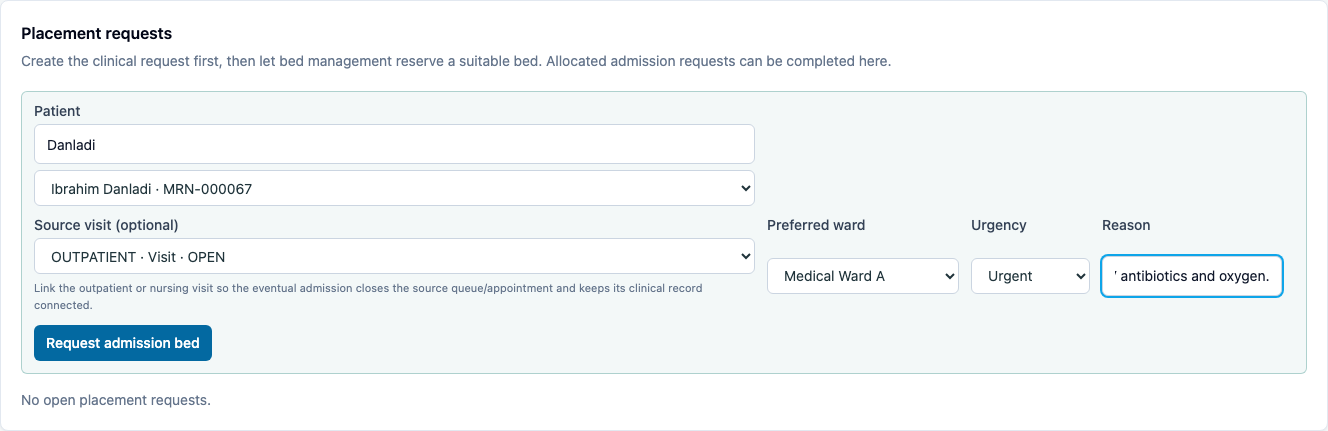 The doctor's placement request