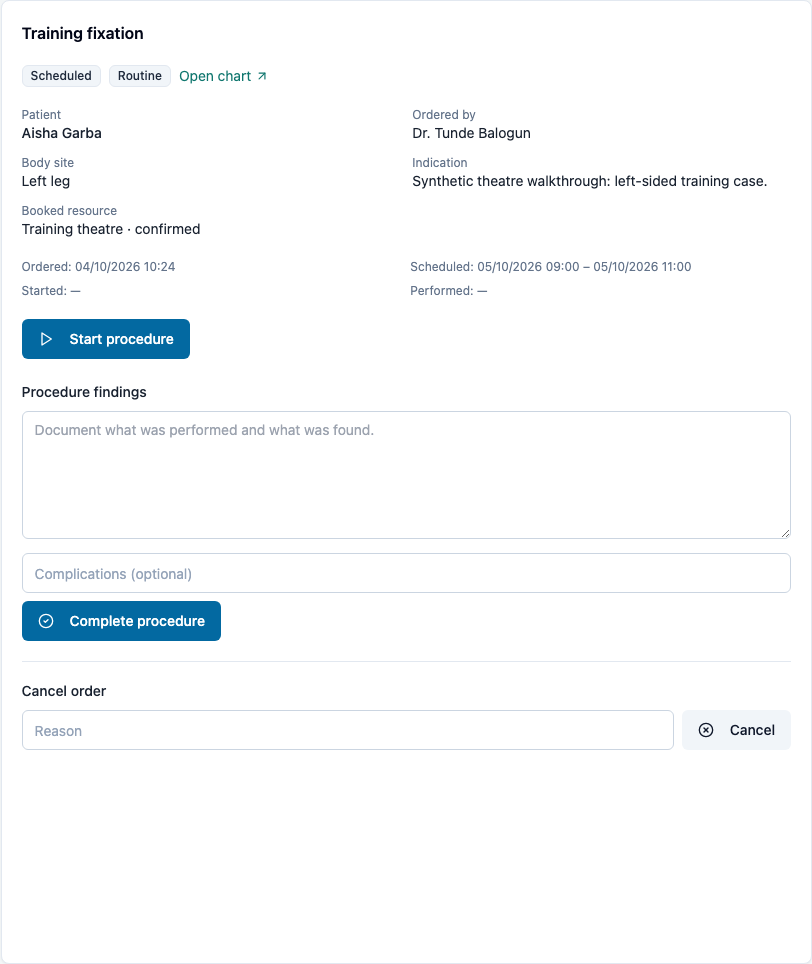 Scheduled case with its theatre reservation