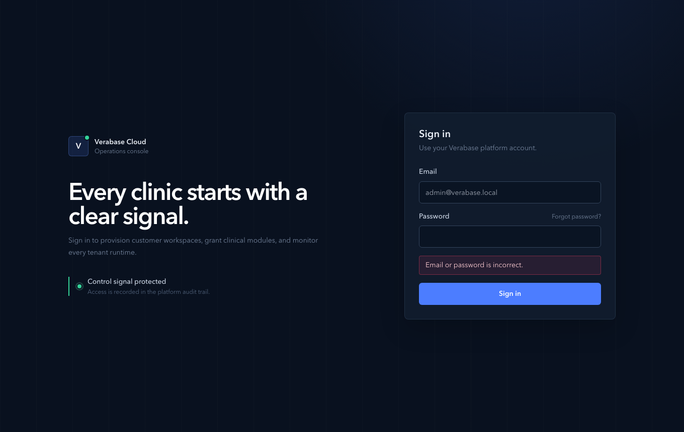 A failed sign-in shows "Email or password is incorrect."