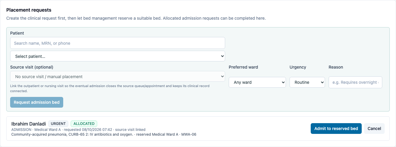 An allocated request