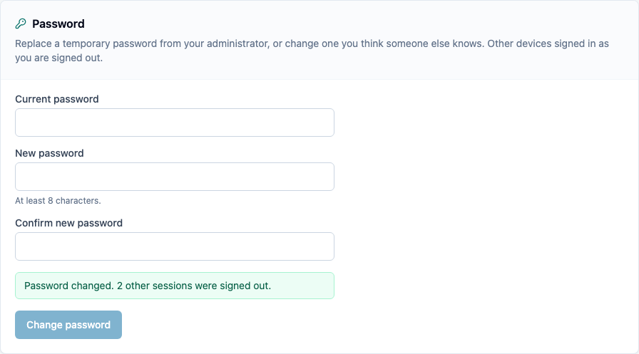 Password changed