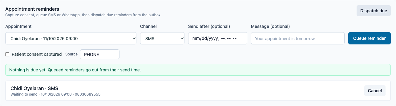 The reminder outbox
