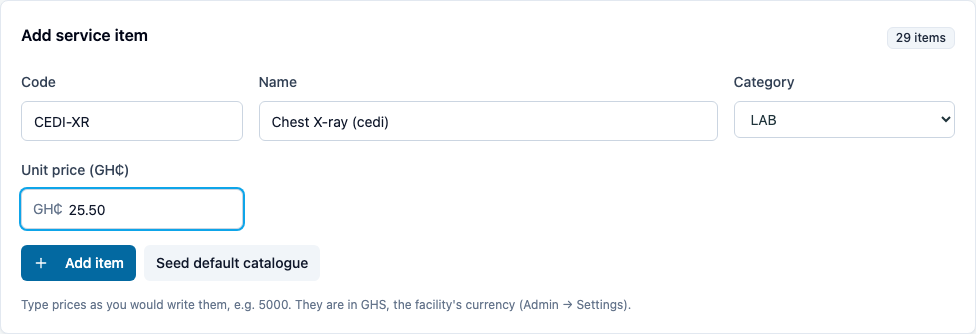 A price in the new currency