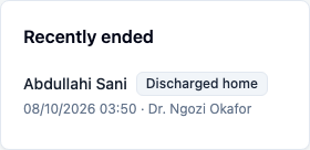 Recently ended