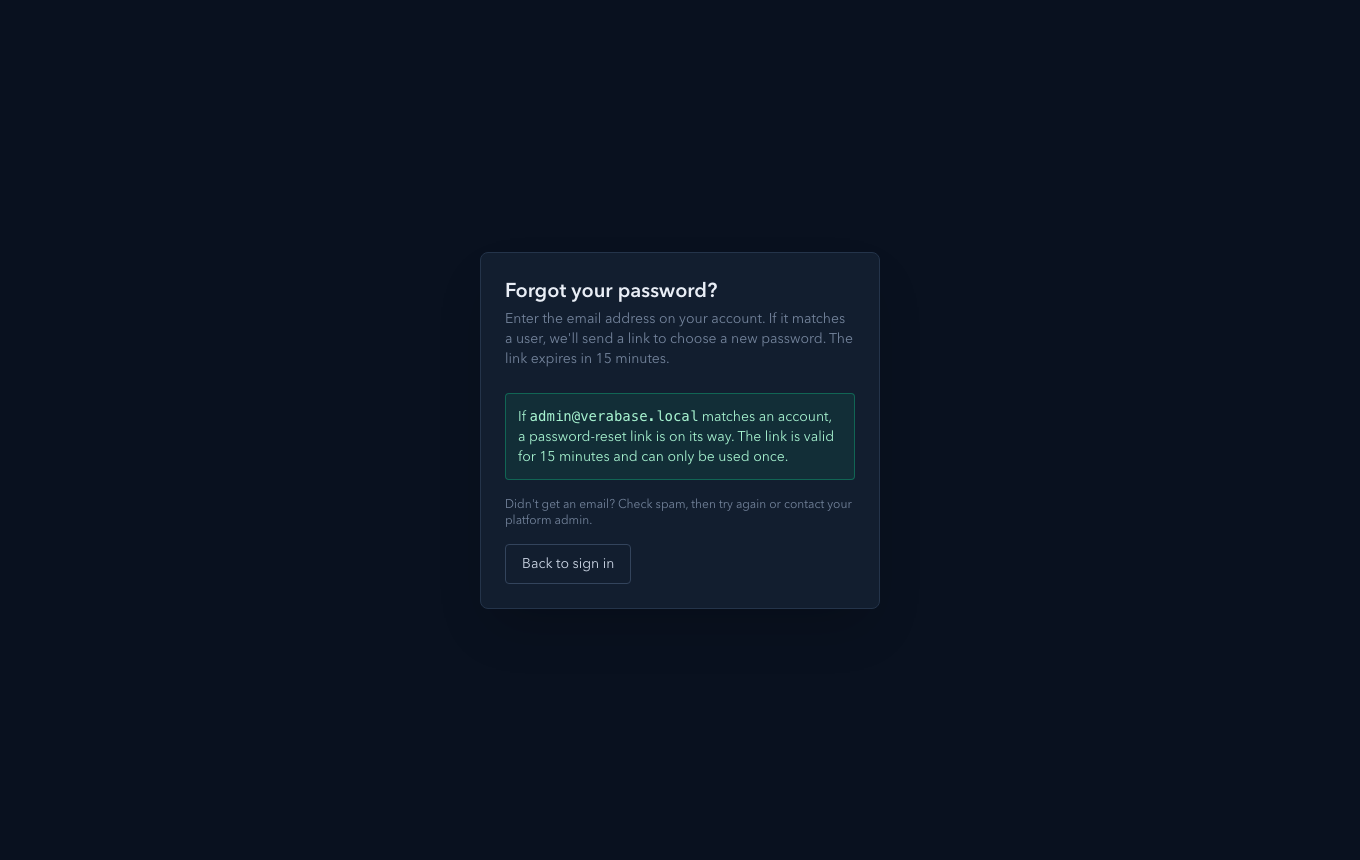 Reset link sent