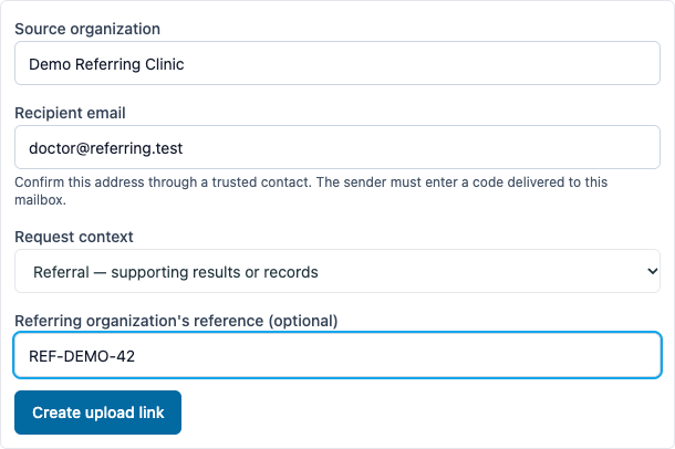 Front Desk requests records for a referral