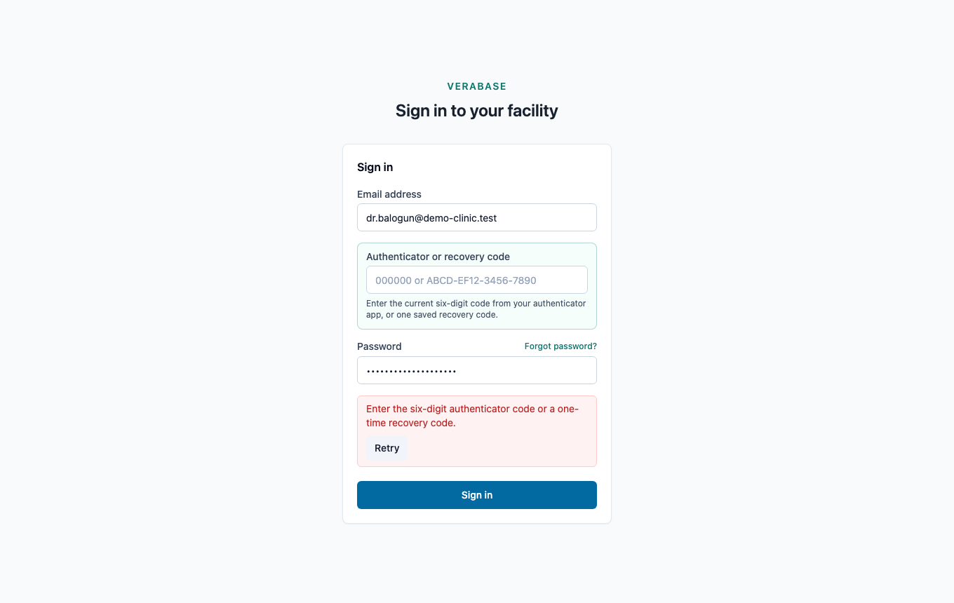 Sign-in asks for the authenticator code