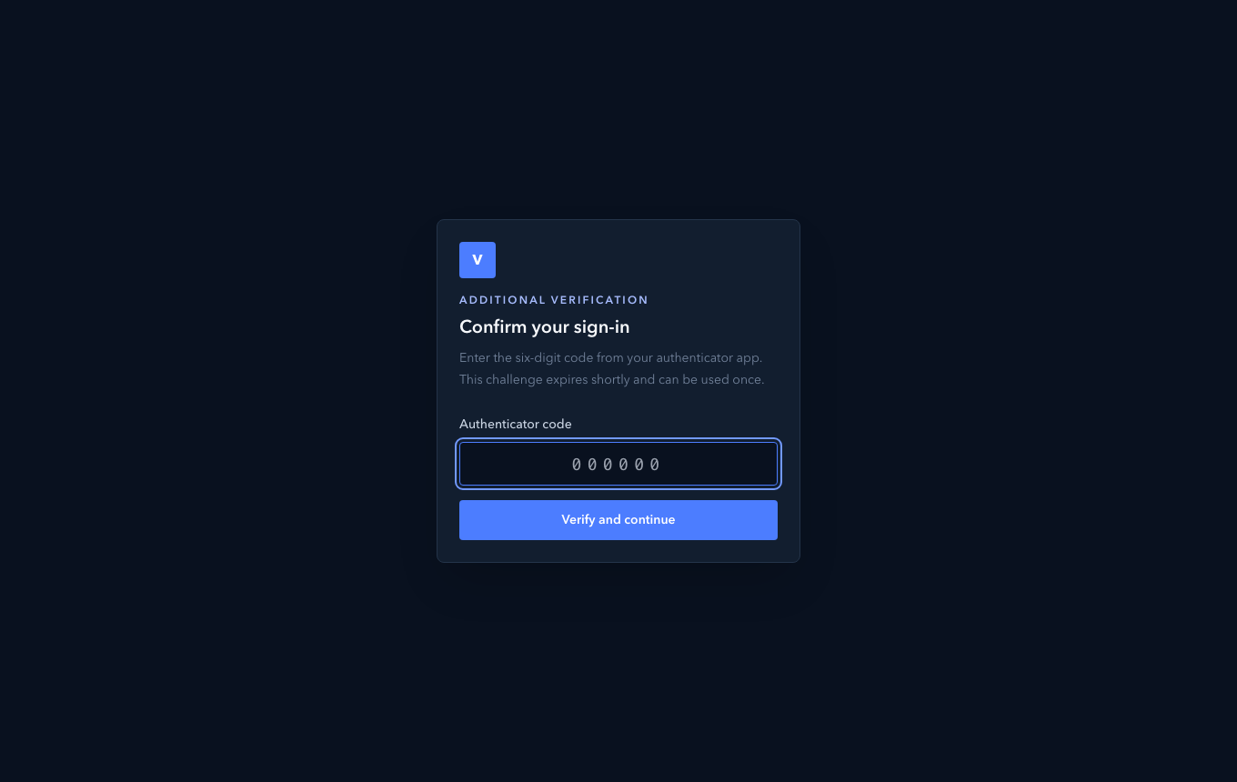 The second sign-in step