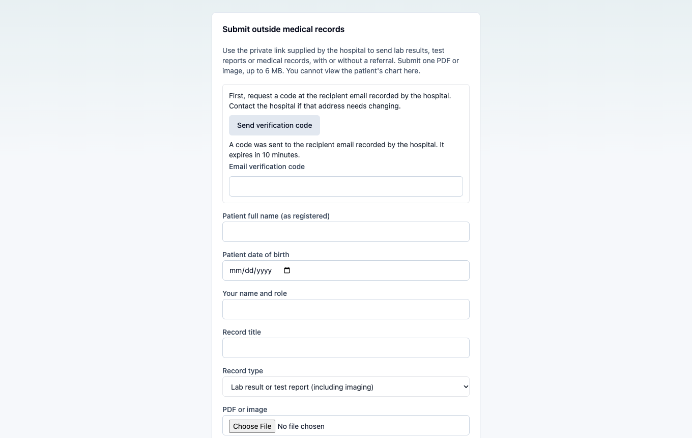 Sender requests a code at the email selected by staff