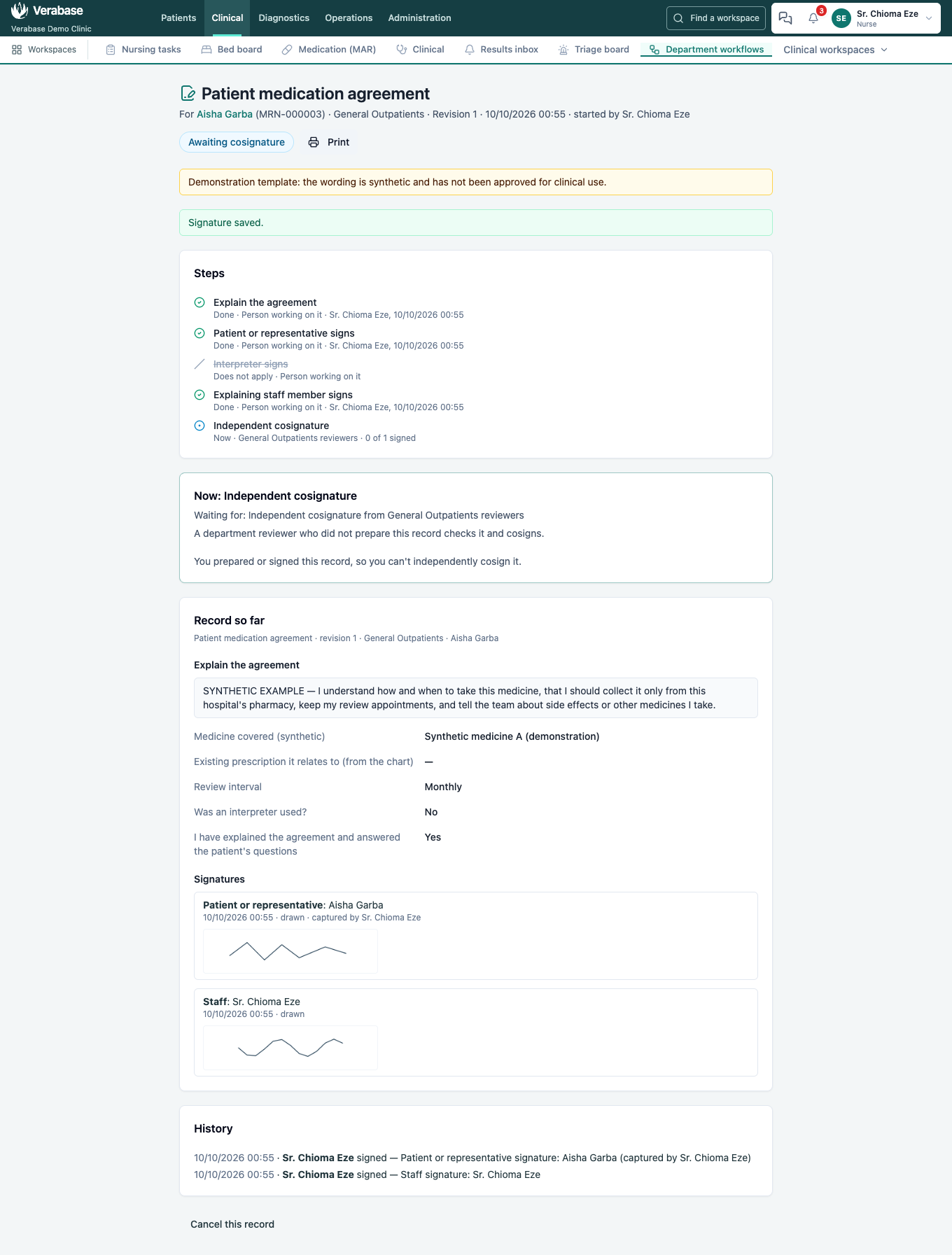 Waiting for an independent cosignature